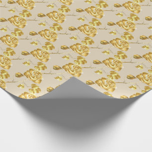 Hochzeitswrapping Paper-Gold-Rose Geschenkpapier