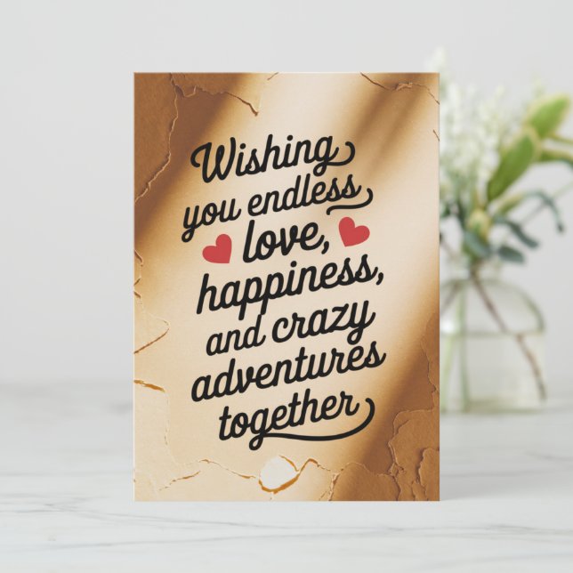 Hochzeitswünsche für endloses Glück in der Liebe Einladung (Stehend Vorderseite)