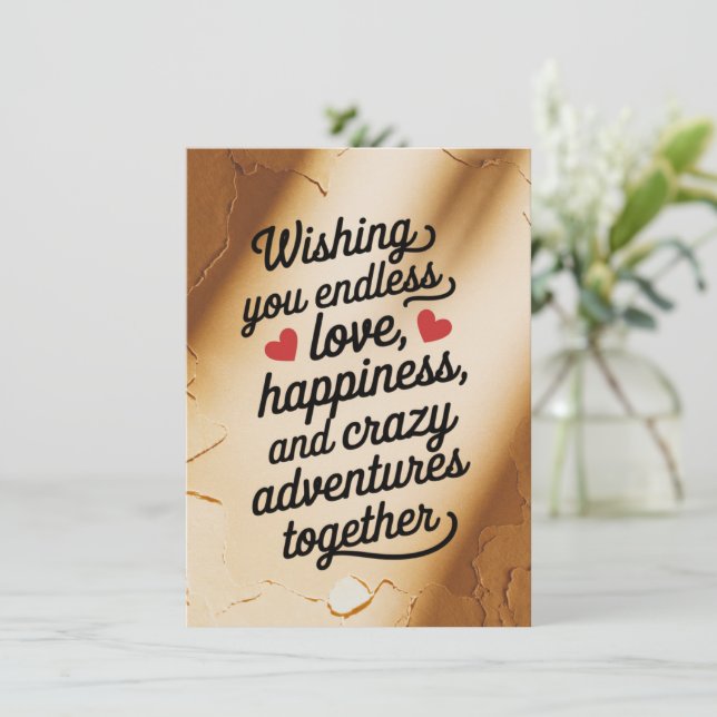Hochzeitswünsche für endloses Glück in der Liebe Karte (Stehend Vorderseite)
