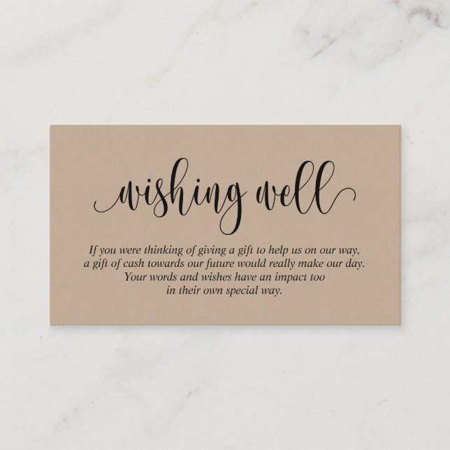 Hochzeitswünsche, moderne Schrift, braun Kraft Begleitkarte (Vorderseite)