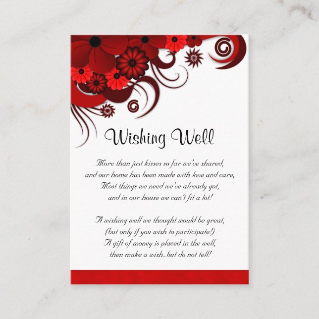 Hochzeitswünsche von Rot und Weiß Begleitkarte (Vorderseite)