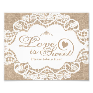 Hochzeitszeichen - Burlap & Lace - Liebe ist süß - Fotodruck