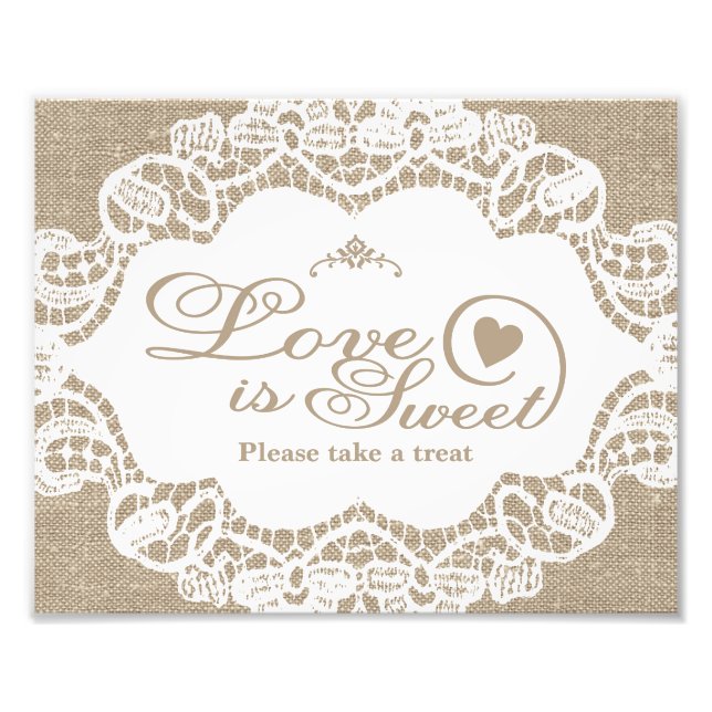 Hochzeitszeichen - Burlap & Lace - Liebe ist süß - Fotodruck (Vorne)