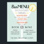 Hochzeitszeichen, Cocktailsignatur, Trink. Poster<br><div class="desc">Mit diesem lustigen Hochzeitsschild zeigen Sie den Gästen Ihre Singletrinks,  Bier und Wein. Weitere Hochzeitszeichen in unserem Shop: http://www.zazzle.co.uk/designbyredline</div>