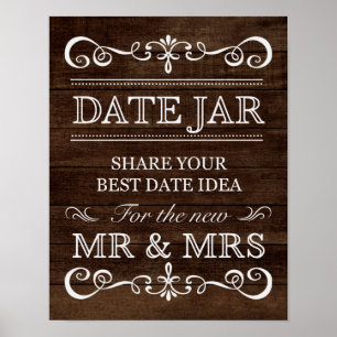 Hochzeitszeichen - Date Jar Rustic Wedding Sign Poster