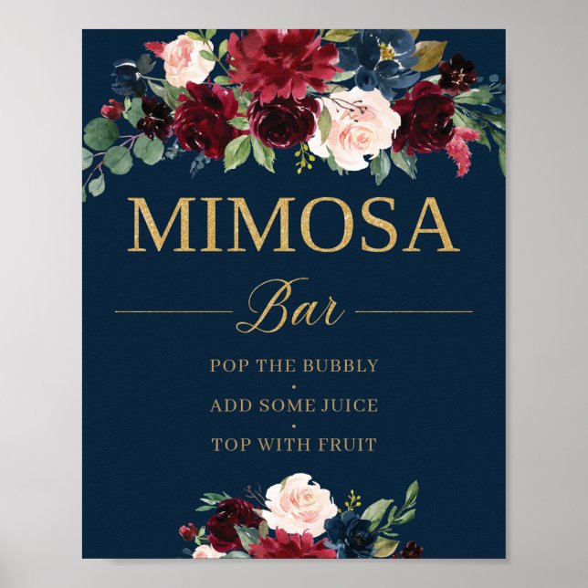 Hochzeitszeichen der blumenburgundischen Mimosa-Ba Poster (Vorne)