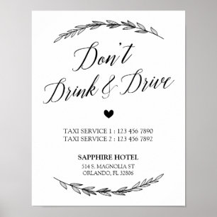 Hochzeitszeichen - Don't’ Drink & Drive Laurel Zei Poster