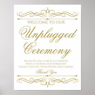 Hochzeitszeichen   Elegant Gold Swirl Calligraphy Poster