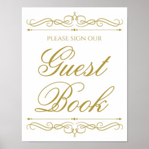 Hochzeitszeichen   Elegant Gold Swirl Calligraphy Poster