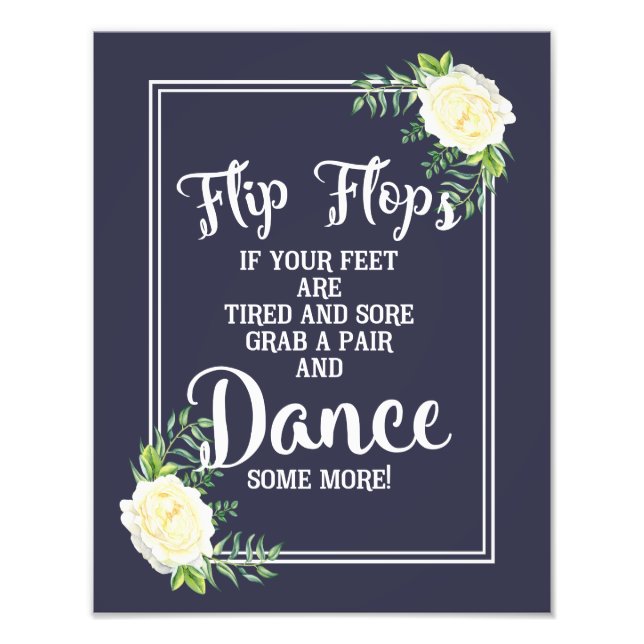 Hochzeitszeichen, Flip Flops, Hochzeit, blumengesc Fotodruck (Vorne)