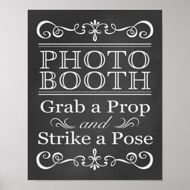 Hochzeitszeichen - Foto Booth Wedding Chalkboard S Poster (Vorne)