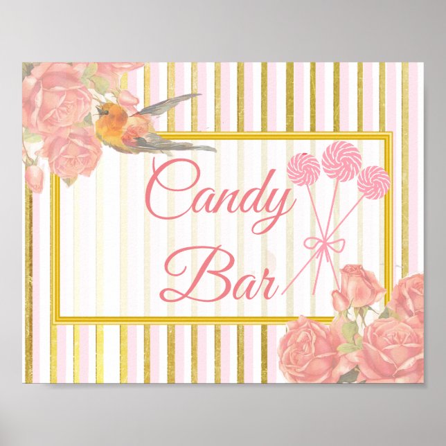 Hochzeitszeichen für Candy Bar, Pink Lollipops Poster (Vorne)