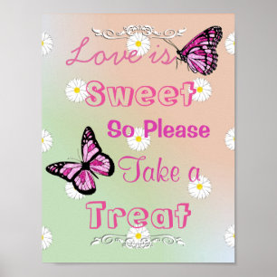 Hochzeitszeichen für Süßwarenbüffet, Rosa und Schm Poster