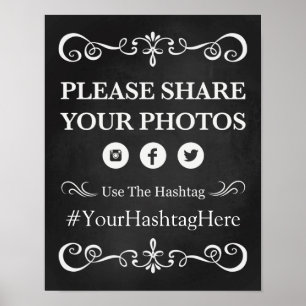 Hochzeitszeichen - Hashtag Hochzeitskhalkboard-Zei Poster