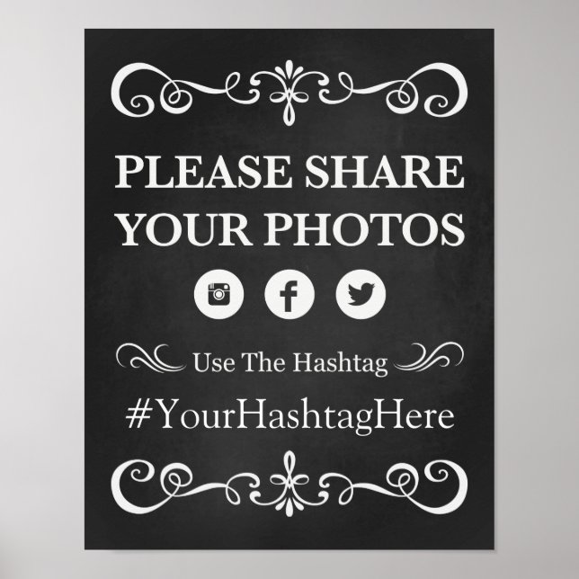 Hochzeitszeichen - Hashtag Hochzeitskhalkboard-Zei Poster (Vorne)