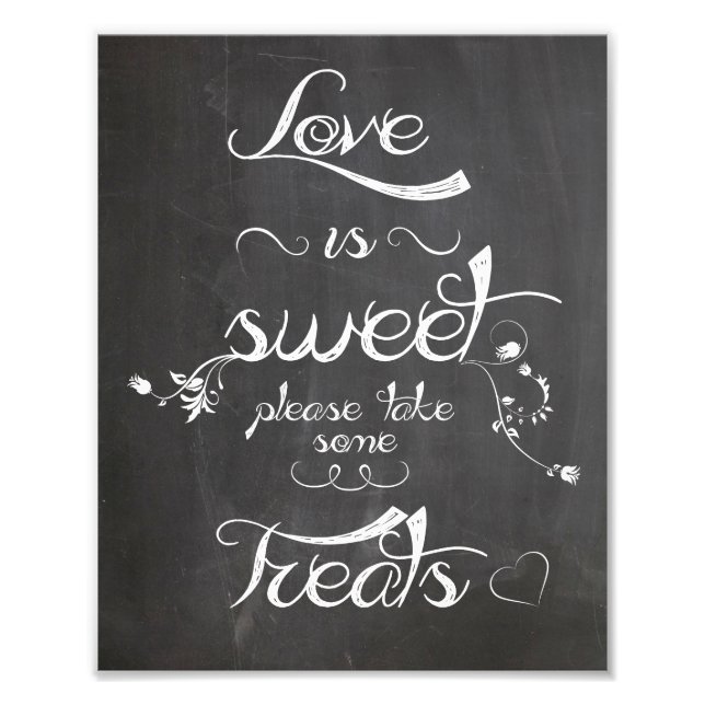 Hochzeitszeichen Liebe im Chalkboard-Stil ist süß Fotodruck (Vorne)