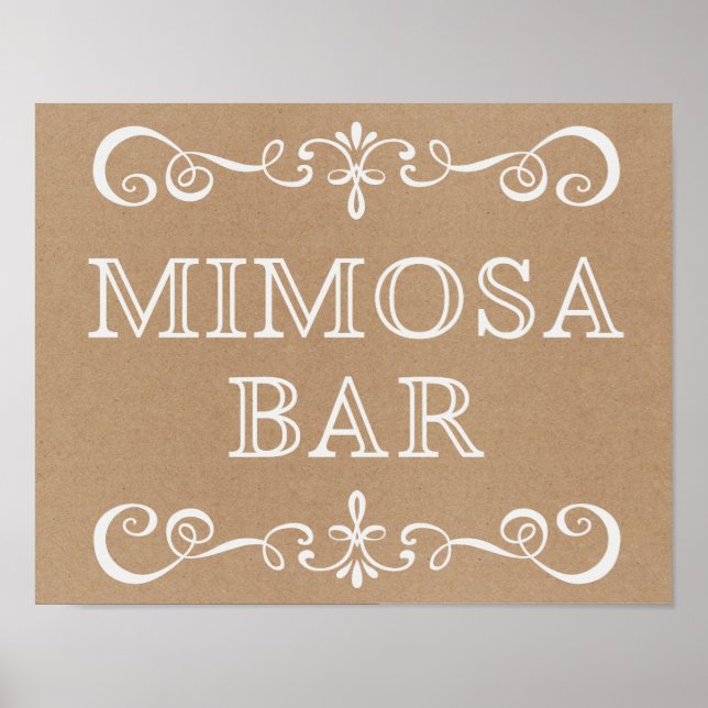 Hochzeitszeichen - Mimosa Bar - Rustikales Hochzei Poster (Vorne)