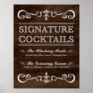 Hochzeitszeichen - Signature Cocktail Rustikale Ho Poster