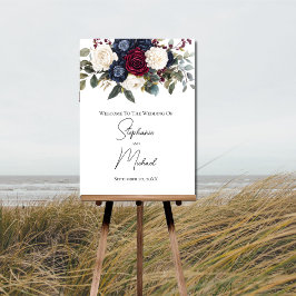 Hochzeitszeichen von Burgundy Navy Blue Cream Flor Poster