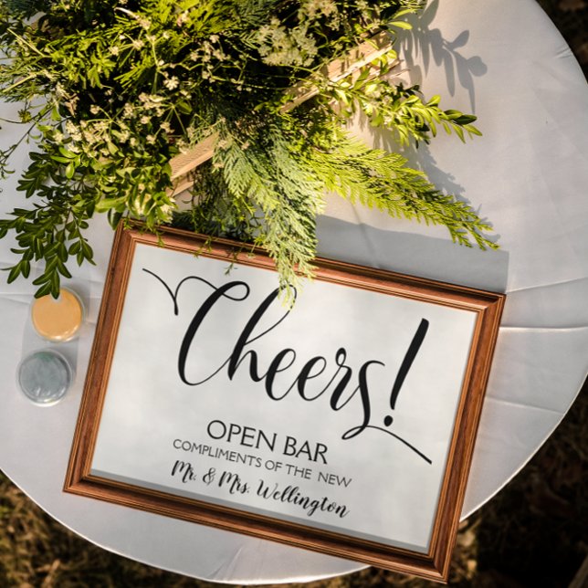 Hochzeitszeichen von Open Bar Cheers Poster (Von Creator hochgeladen)