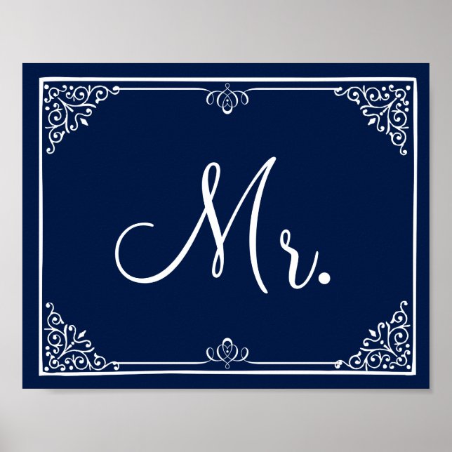 Hochzeitszeichenkalkboard Mr. mrs Vintag Poster (Vorne)