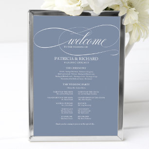 Hochzeitszeremonie-Programmtafel Dusty Blue Poster