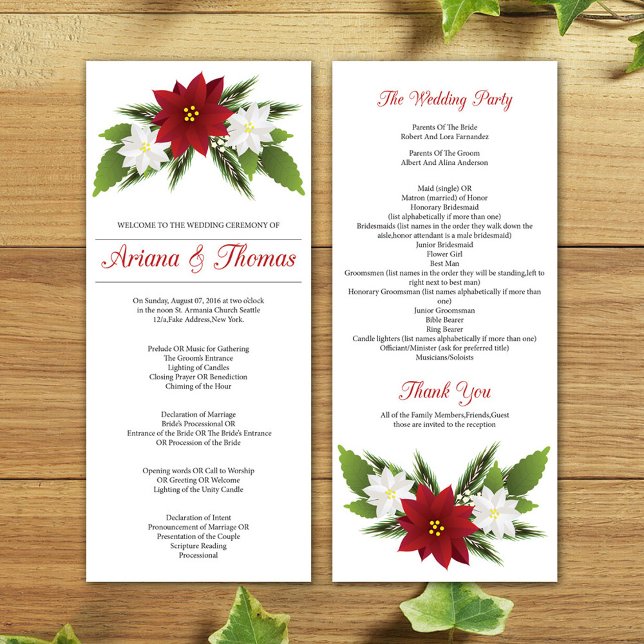 Hochzeitszeremonie-Programmvorlage Einladung (Wedding Ceremony Program Template)