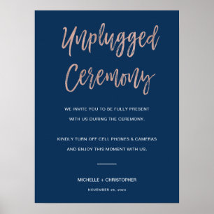 Hochzeitszeremonie-Zeichen für Navy & Rose Gold Poster