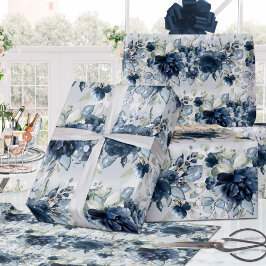 Hochzeitszerreißer mit blauem Kaskadengeflecht Geschenkpapier