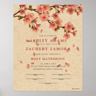 Hochzeitszertifikat "Heilige Trauung" Fall Floral Poster