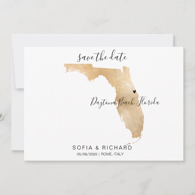 Hochzeitsziel Florida Karte Entfernbares Herz (Vorderseite)