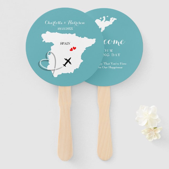 Hochzeitsziel Spanien Fächer (Vorne und Hinten)