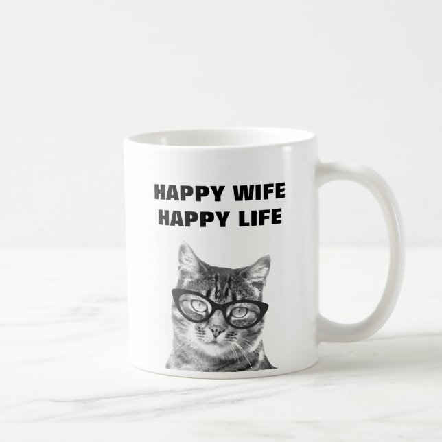 Hochzeitszitat-Katzen-Tasse des GLÜCKLICHEN Kaffeetasse (Rechts)