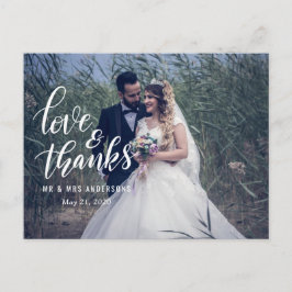 Hochzeittypografie-Liebe und Dank | Couple Foto Postkarte