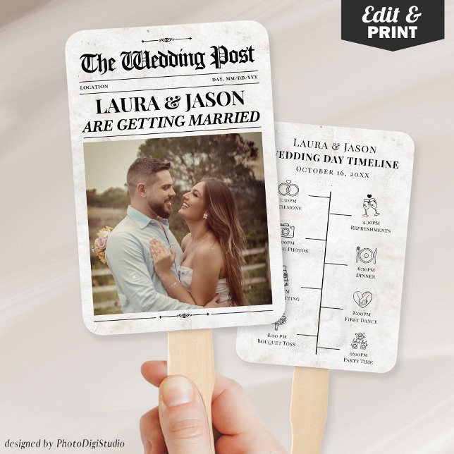 Hochzeitungs-Handfans, Hochzeitsprogramme Fächer (Wedding Newspaper Hand Fans, Wedding Program Fans)