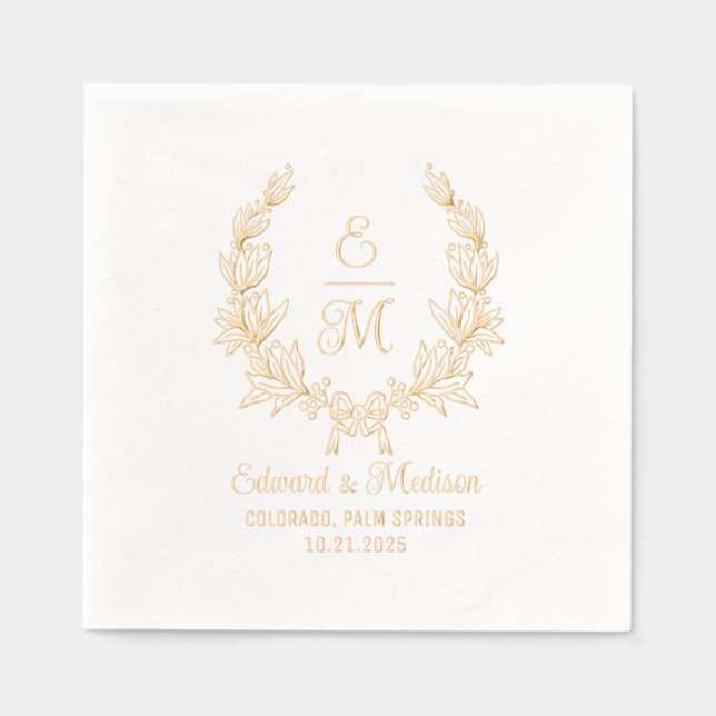 Hochzeitursprünge von Laurel Wreath Servietten Mit Folie (Vorderseite)