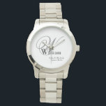 Hochzeitvater der Brautgeschenk-Monogramm Classic Armbanduhr<br><div class="desc">Hochzeitsvater der Brautgeschenk Monogramm klassische Uhr. Klicken Sie auf diese Vorlage personalisieren, um sie mit dem Monogramm Initial, dem Namen und dem Heiratsdatum schnell und einfach anzupassen. Der Hochzeitvater der Brautgift Monogram Classic Watch ist Teil der Geschenksammlung der Eltern in diesem Laden. 30 Tage Geld zurück Garantie. Weltweit schnell verschifft....</div>
