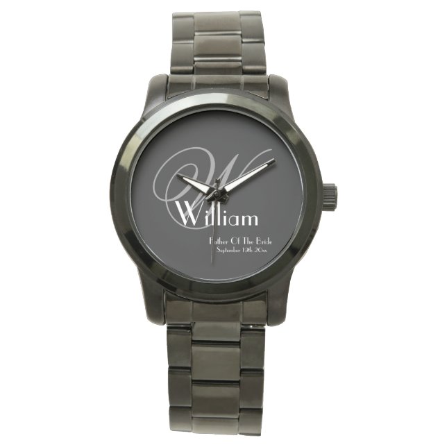 Hochzeitvater der Brautgeschenke Monogram Classic  Armbanduhr (Vorderseite)