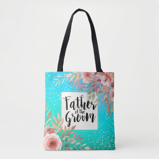 Hochzeitvater des Groom Pink Aquamarines Gold Tasche (Vorderseite)