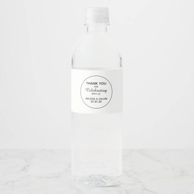 Hochzeitwasserflasche | Vielen Dank, Sticker (Vorderseite)