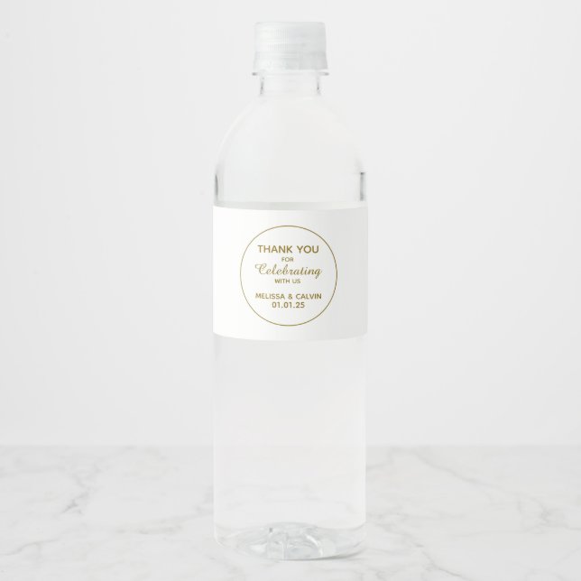 Hochzeitwasserflasche | Vielen Dank, Sticker (Vorderseite)