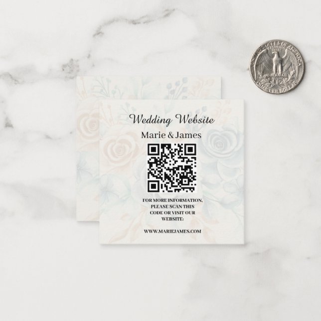 Hochzeitwebsite Hinzufügen von Namen Datum QR-Code Mitteilungskarte (Vorderseite/Rückseite Beispiel)