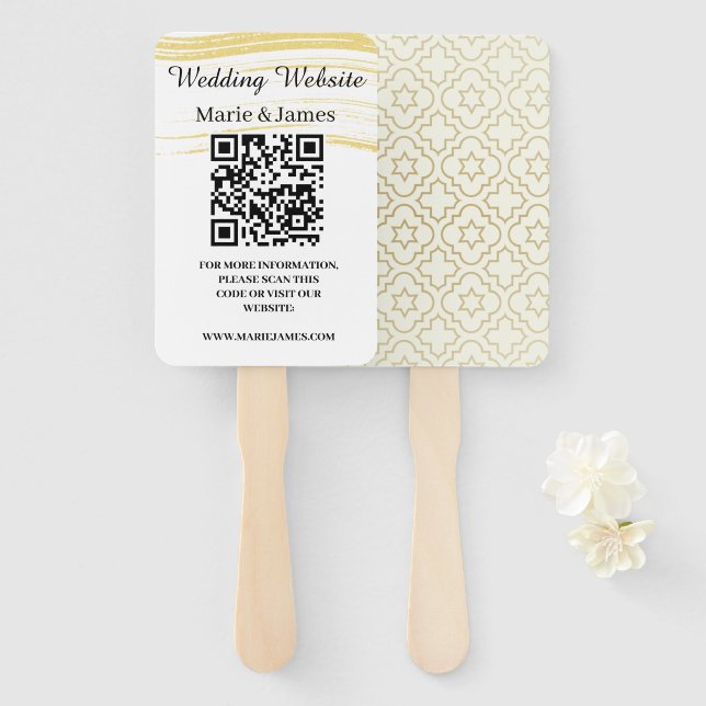 Hochzeitwebsite Hinzufügen von Namen QR-Code Minim Fächer (Vorne und Hinten)