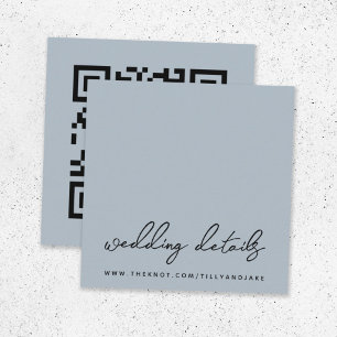 Hochzeitwebsite QR Code Minimalistisch Blue Gray U Begleitkarte