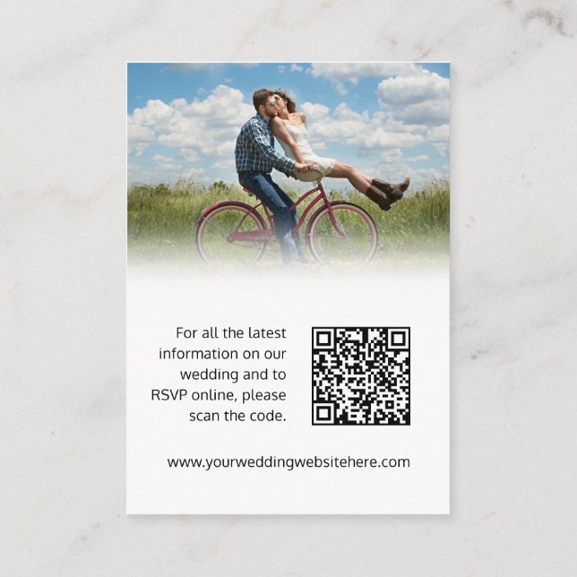 Hochzeitwebsite Schwarz-weißer QR-Code Begleitkarte (Rückseite)