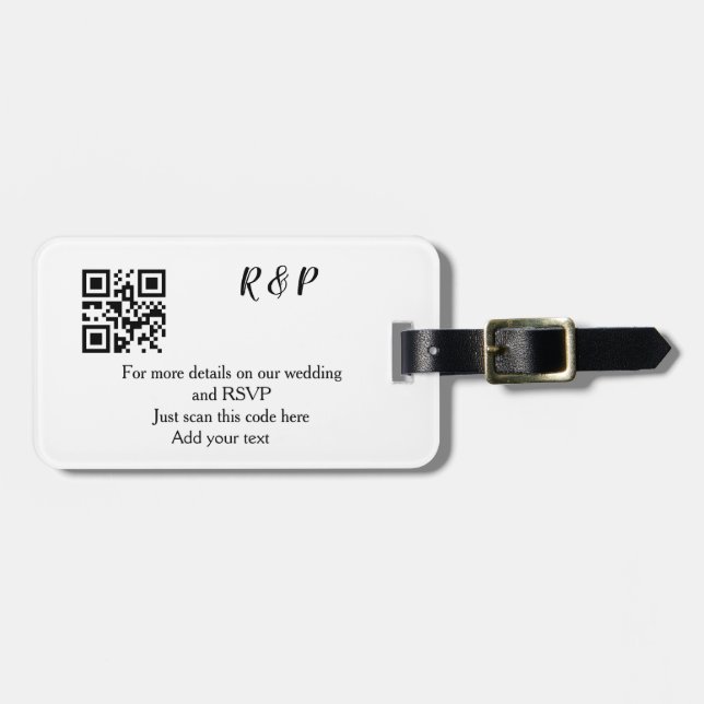 Hochzeitwebsite uAwg q r Code hinzufügen Namenstex Gepäckanhänger (Vorderseite horizontal)