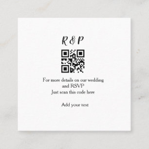 Hochzeitwebsite uAwg q r Code hinzufügen Namenstex Quadratische Visitenkarte