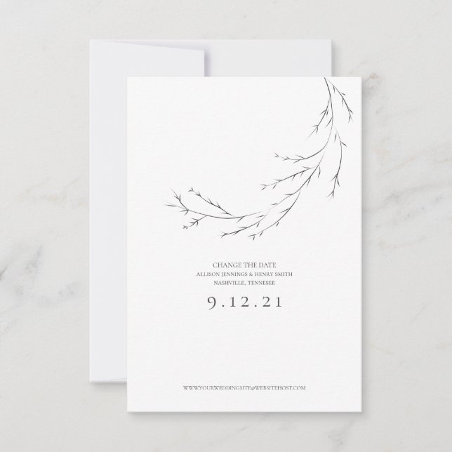Hochzeitwechsel Ändern des Datums Minimalistische  (Vorderseite)