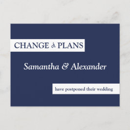 Hochzeitwechsel Pläne Moderne Minimale Marine Blue Postkarte