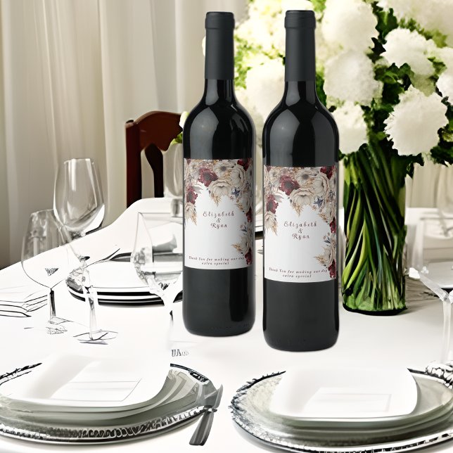 Hochzeitweilige Blume Weinetikett (Von Creator hochgeladen)